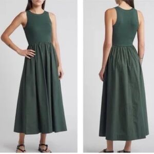 Moon River Mixed Media Sleeveless Dress in Green Color Womens size small